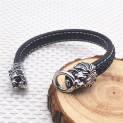 Mens wide leather bracelet