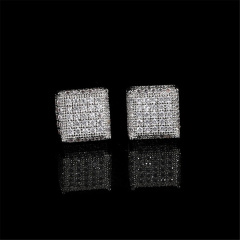 Mens Silver Iced Out Earrings