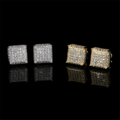 Mens Silver Iced Out Earrings