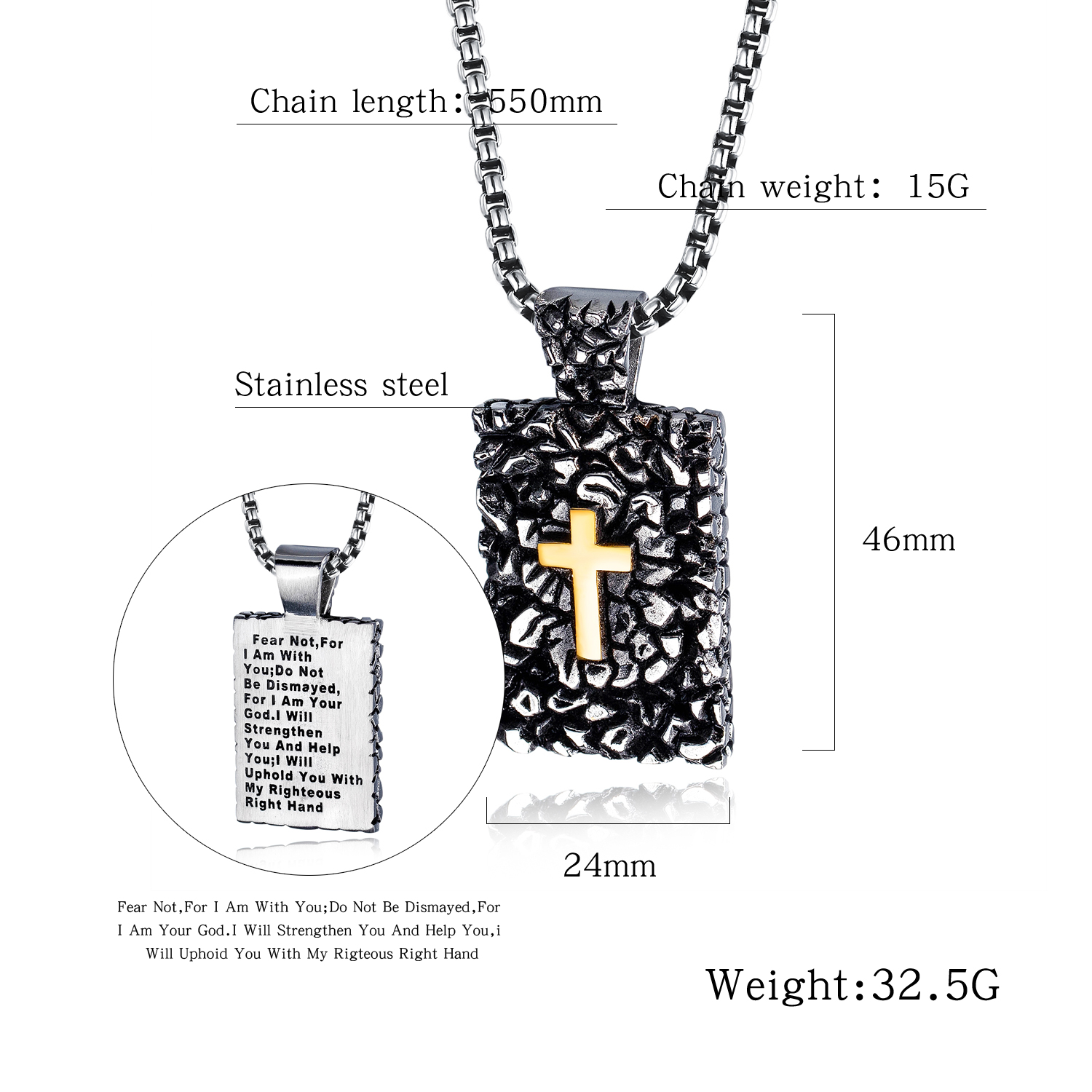 Stainless Steel Black Cross Necklace