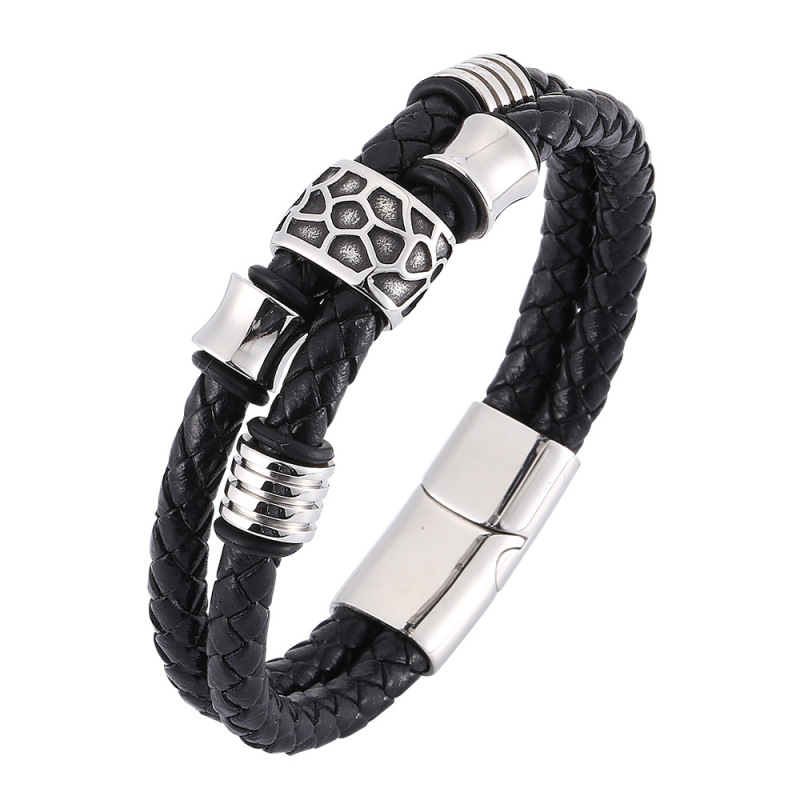 Mens leather bracelet engraved