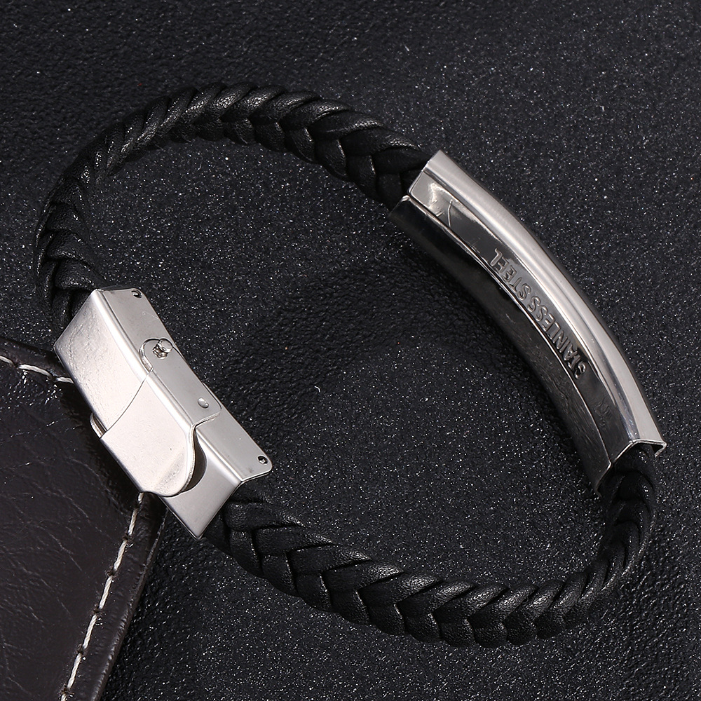 Mens braided leather bracelet