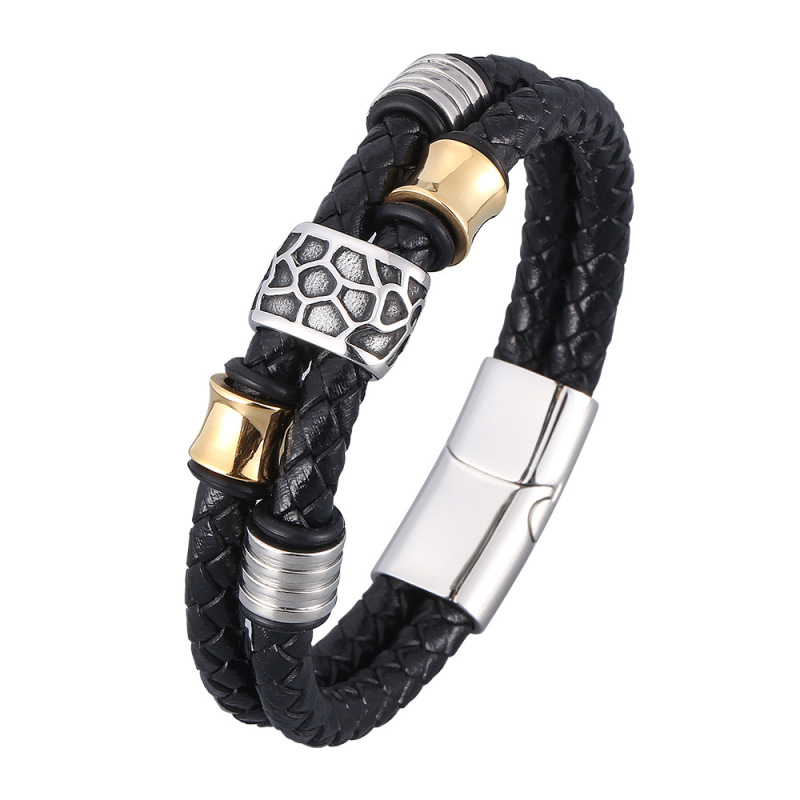 Mens leather bracelet engraved