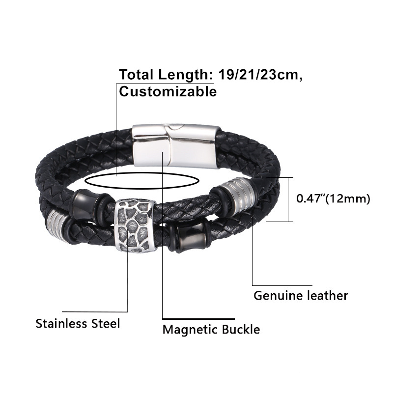 Mens leather bracelet engraved