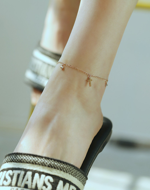 Cross Gold Anklet Pendant