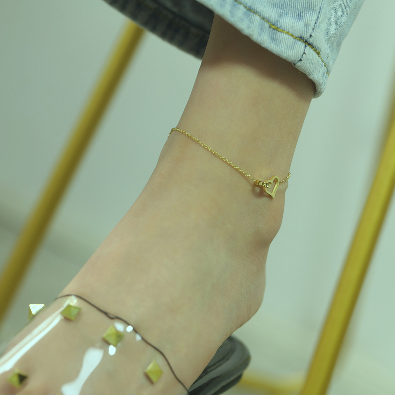 Dainty Heart Circle Ankle Bracelet