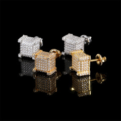 Mens Silver Iced Out Earrings