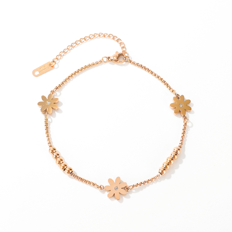 Stainless Gold Steel Flower Anklet