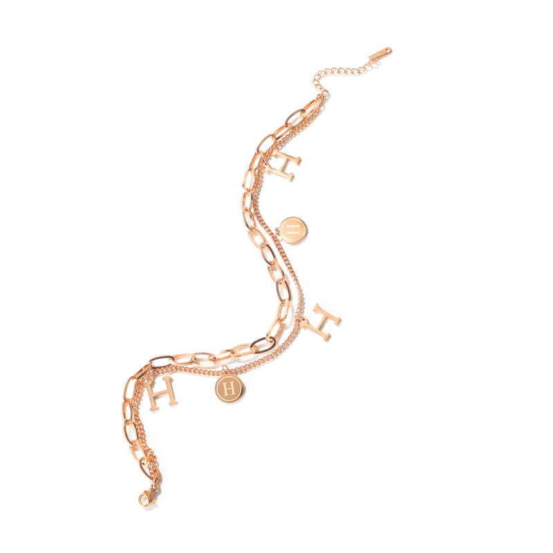 Gold Anklet With Initial H