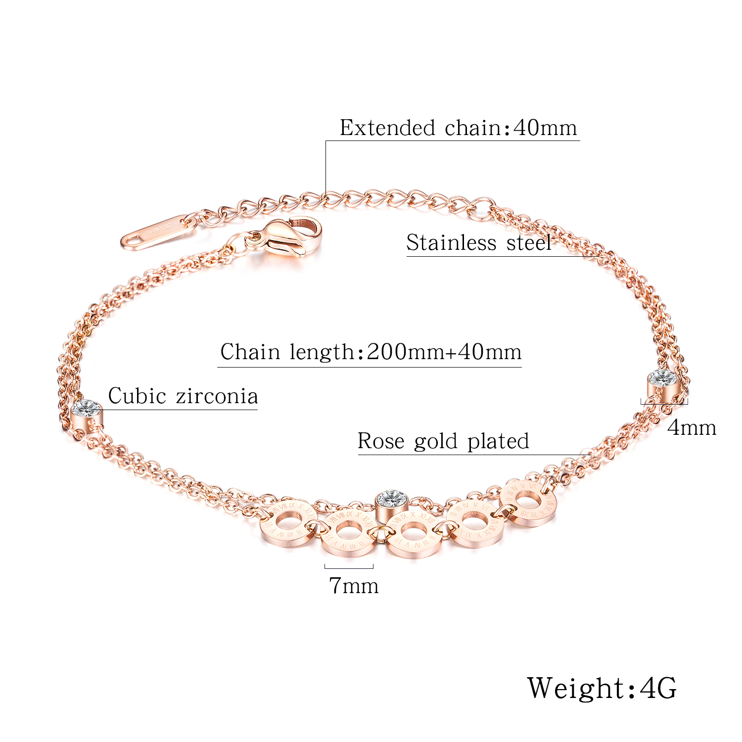 Ladies Gold Circles Ankle Bracelet