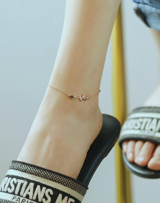 Heart Beats Smiley Face Anklet