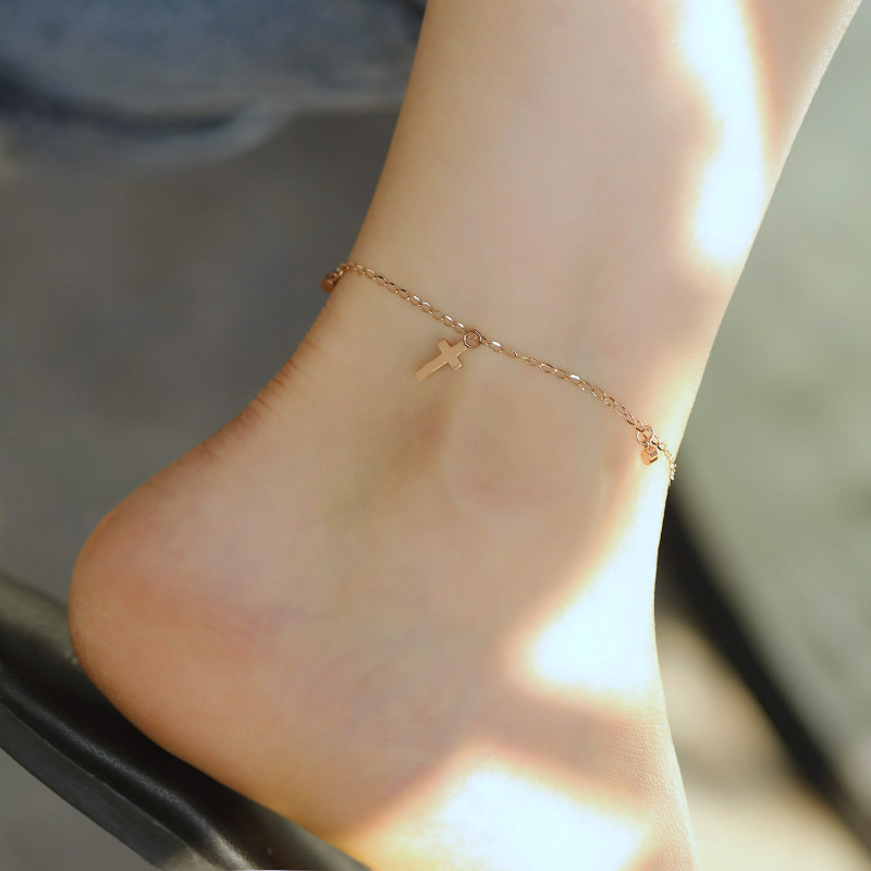 Cross Gold Anklet Pendant