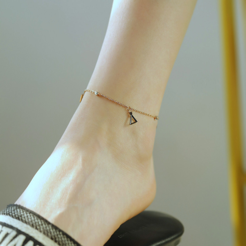 Black Triangle Gold Anklet