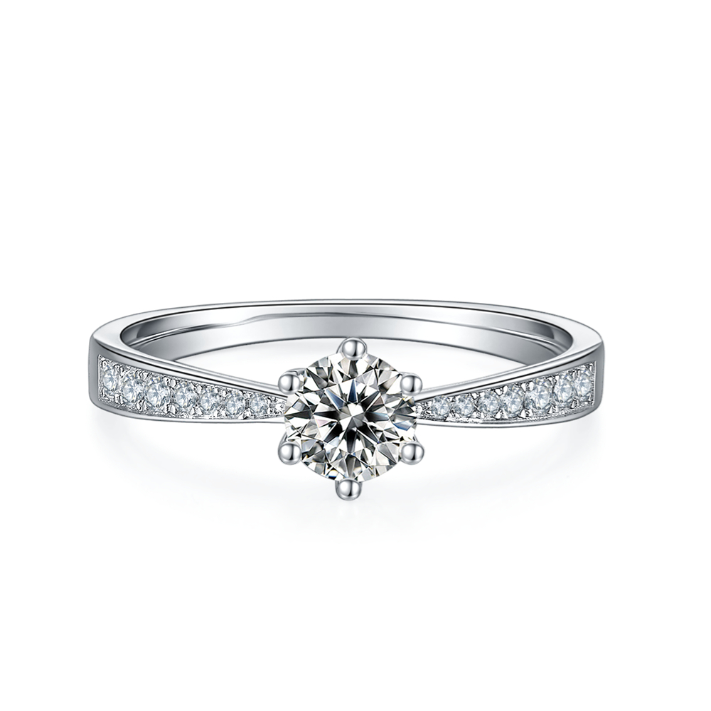 Crushed Ice Moissanite Ring