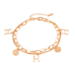 Gold Anklet With Initial H