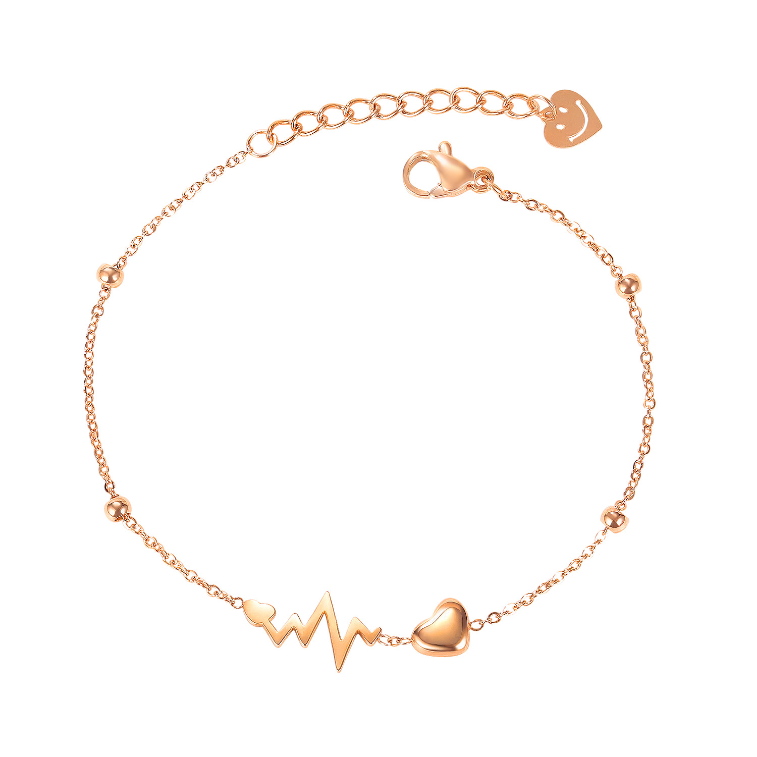 Heart Beats Smiley Face Anklet