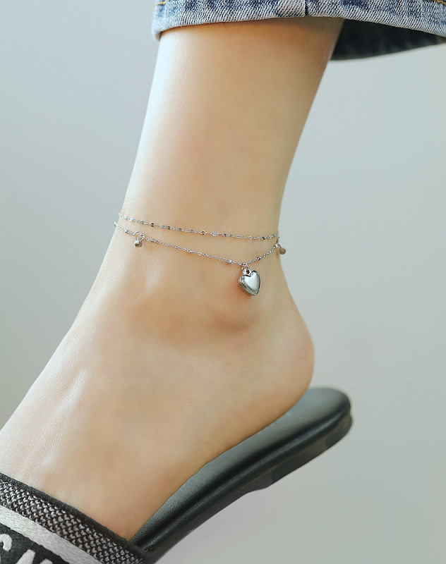 Love Heart Anklet Gold Silver Color