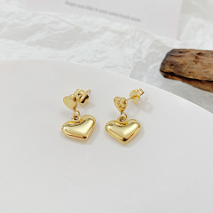 Gold Love Heart Stud Earrings