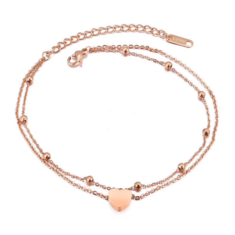 Chain Anklet Gold Love Heart