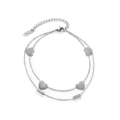 Double Chain Heart Tap Anklet