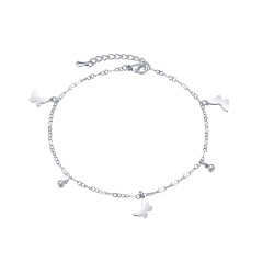 Silver Color 3D Butterfly Adjustable Anklet