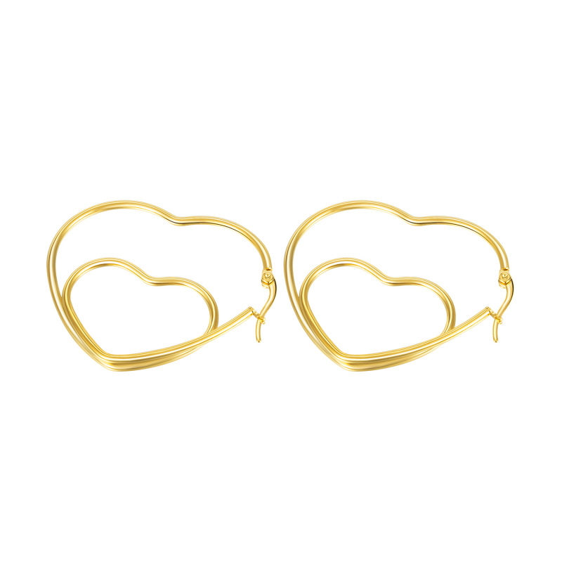 Gold Love Hert Sharp Hoop Earrings