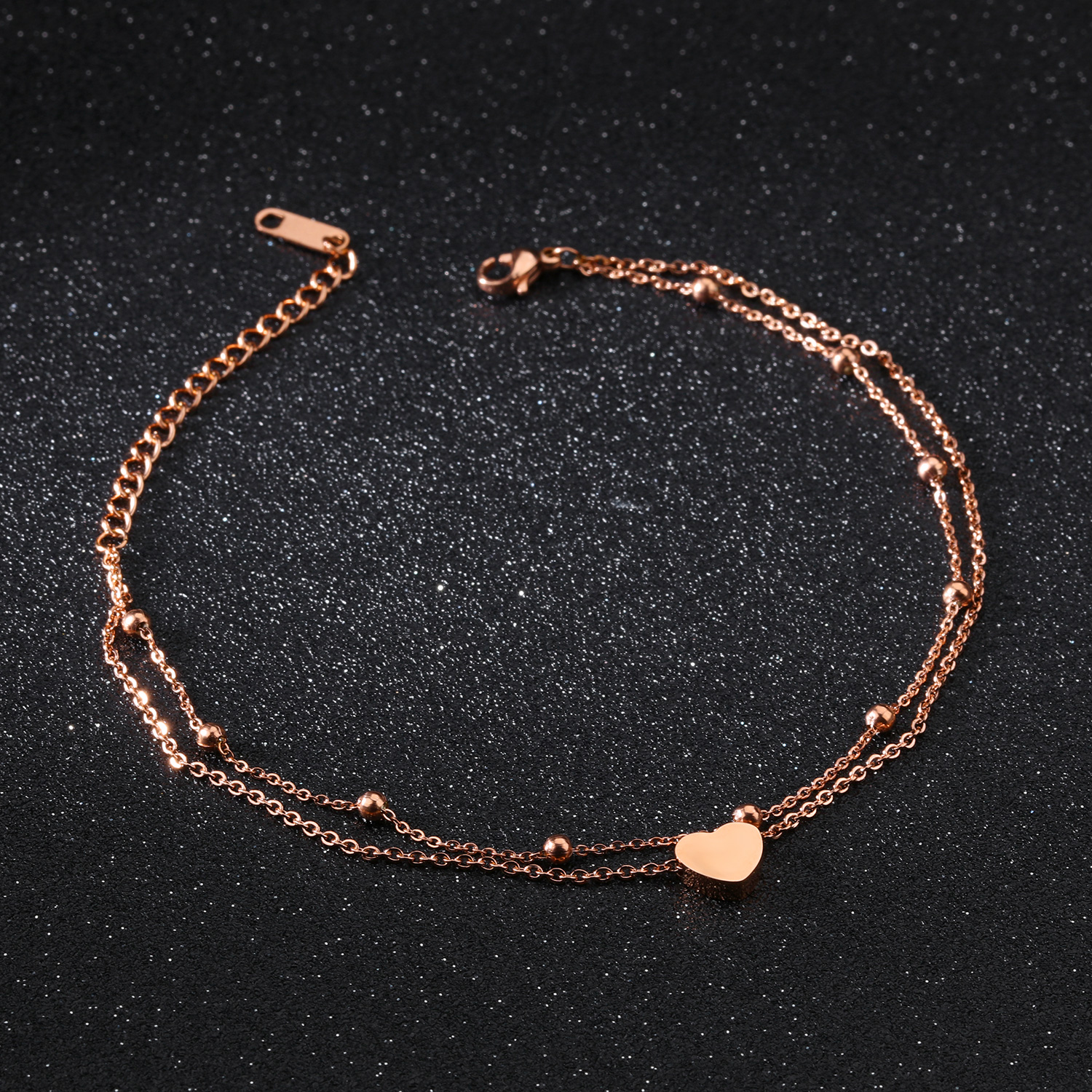 Chain Anklet Gold Love Heart