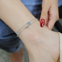 Double Chain Heart Tap Anklet