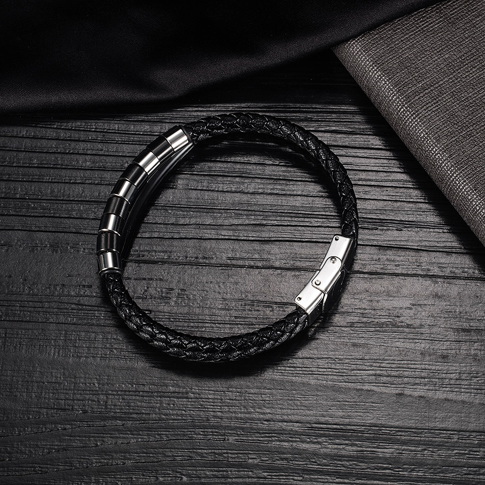 Leather Bracelet With Stainless Steel