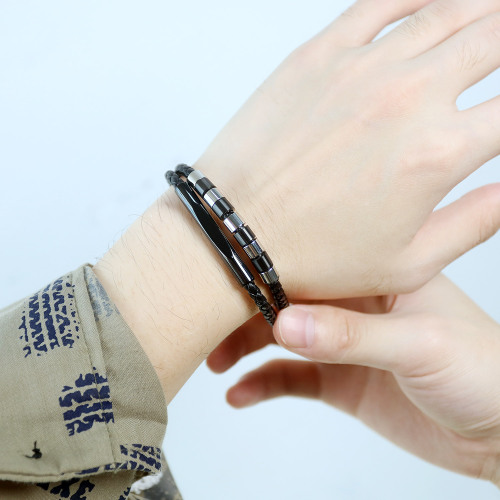 Leather Bracelet With Stainless Steel