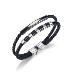 Leather Bracelet With Stainless Steel