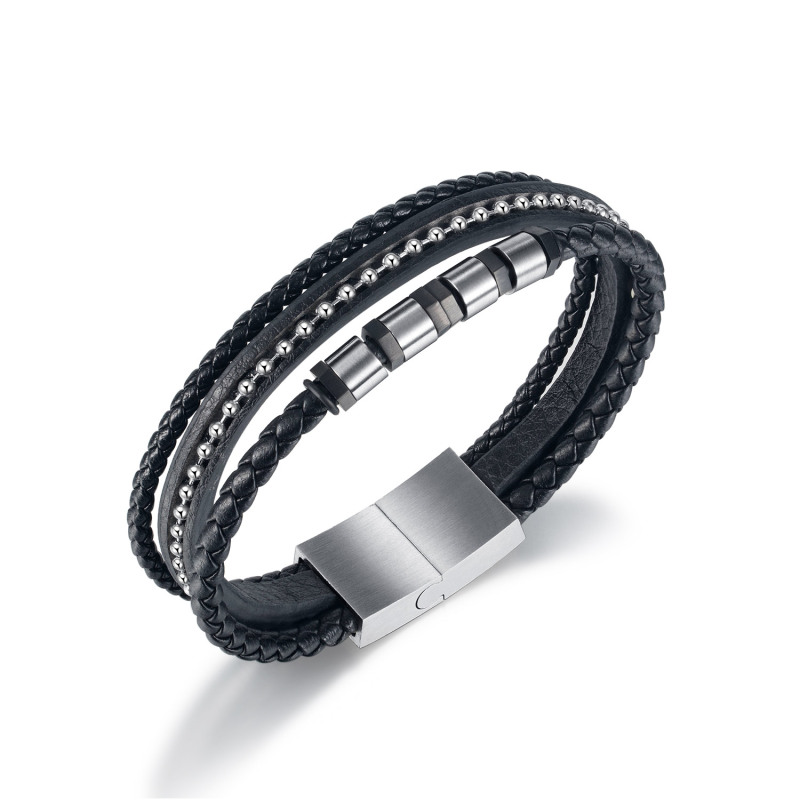 Leather And Metal Bracelets For Men