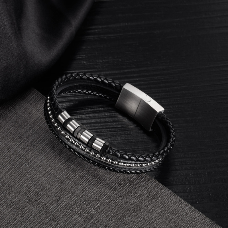 Leather And Metal Bracelets For Men
