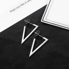 Triangle Black Silver Earrings