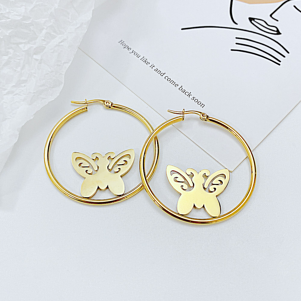 Gold Butterfly Staning Earring