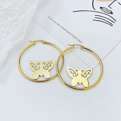 Gold Butterfly Staning Earring