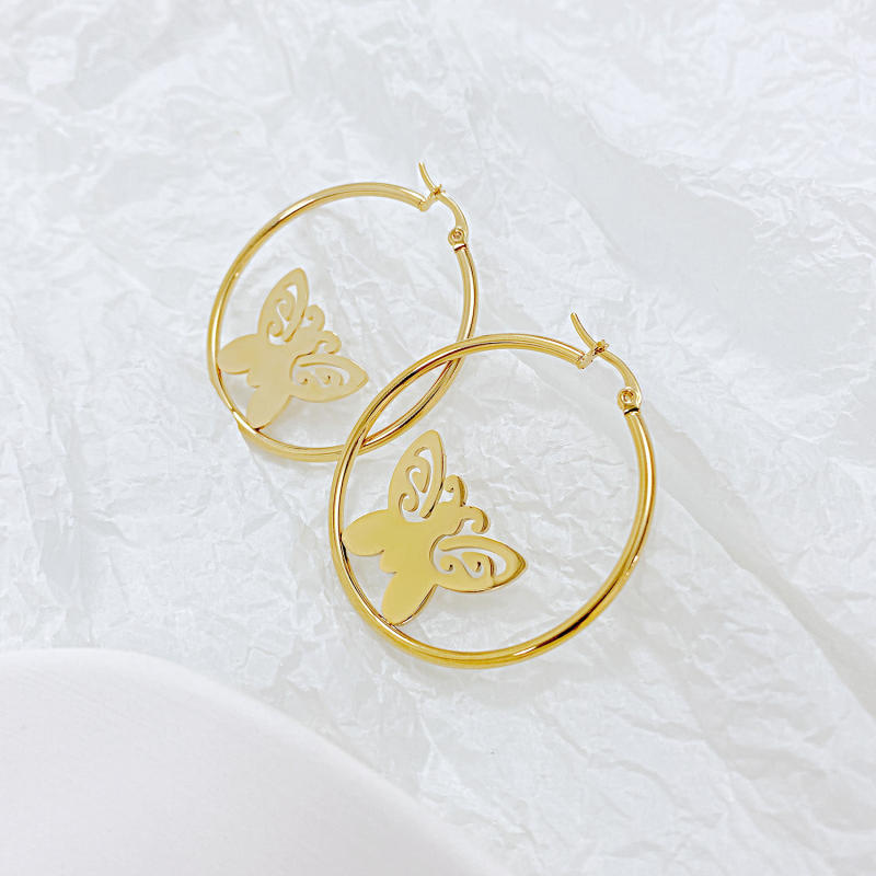 Gold Butterfly Staning Earring