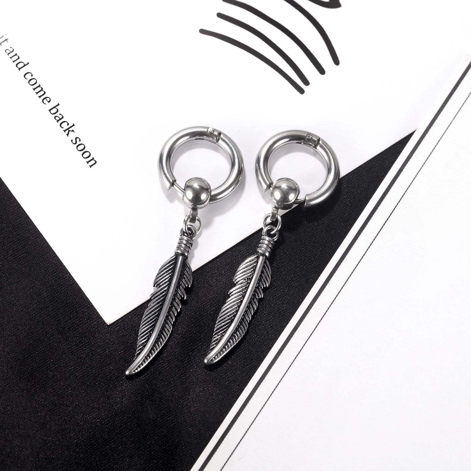 Feather Stainless Steel Earrings