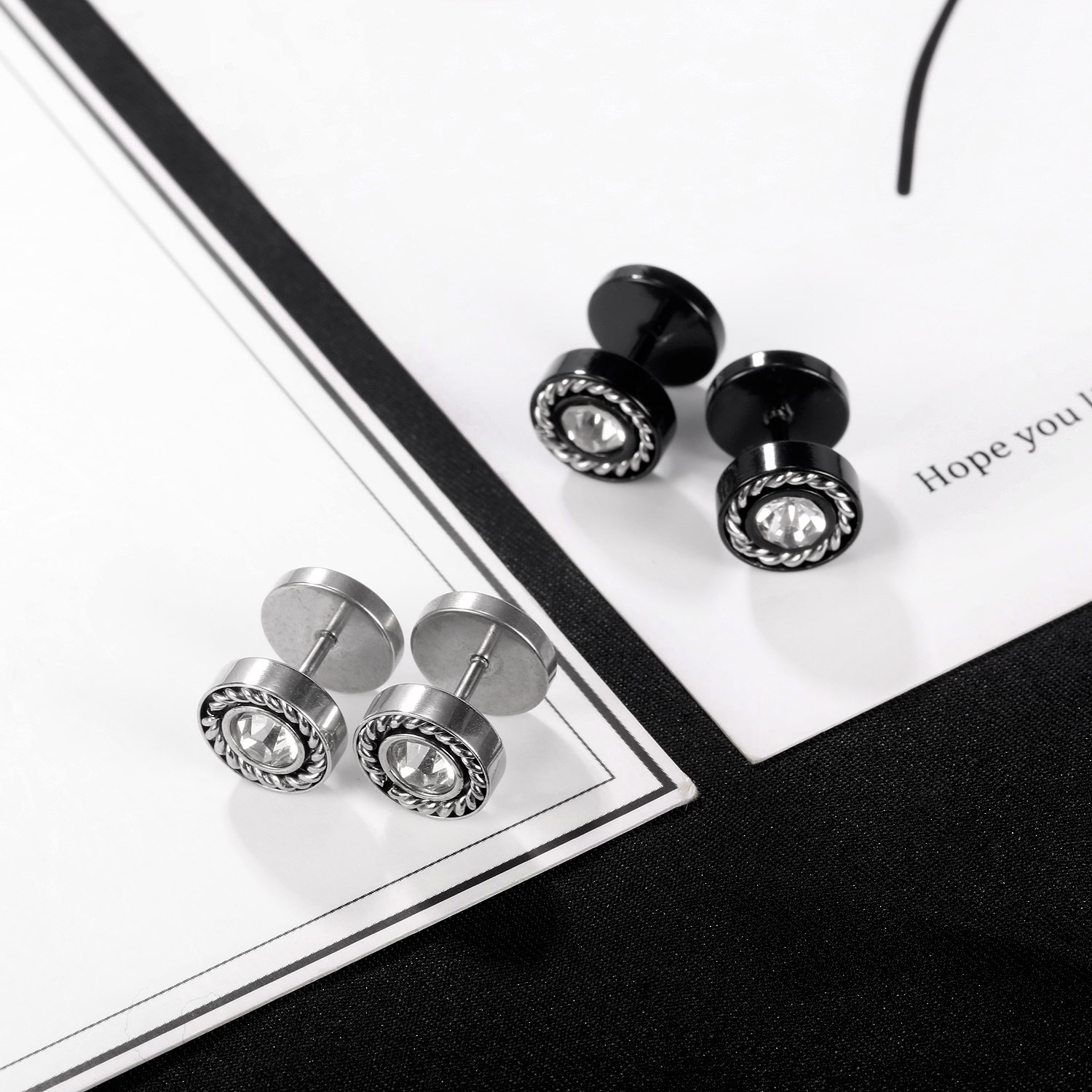 Diamond Stud Black Earrings