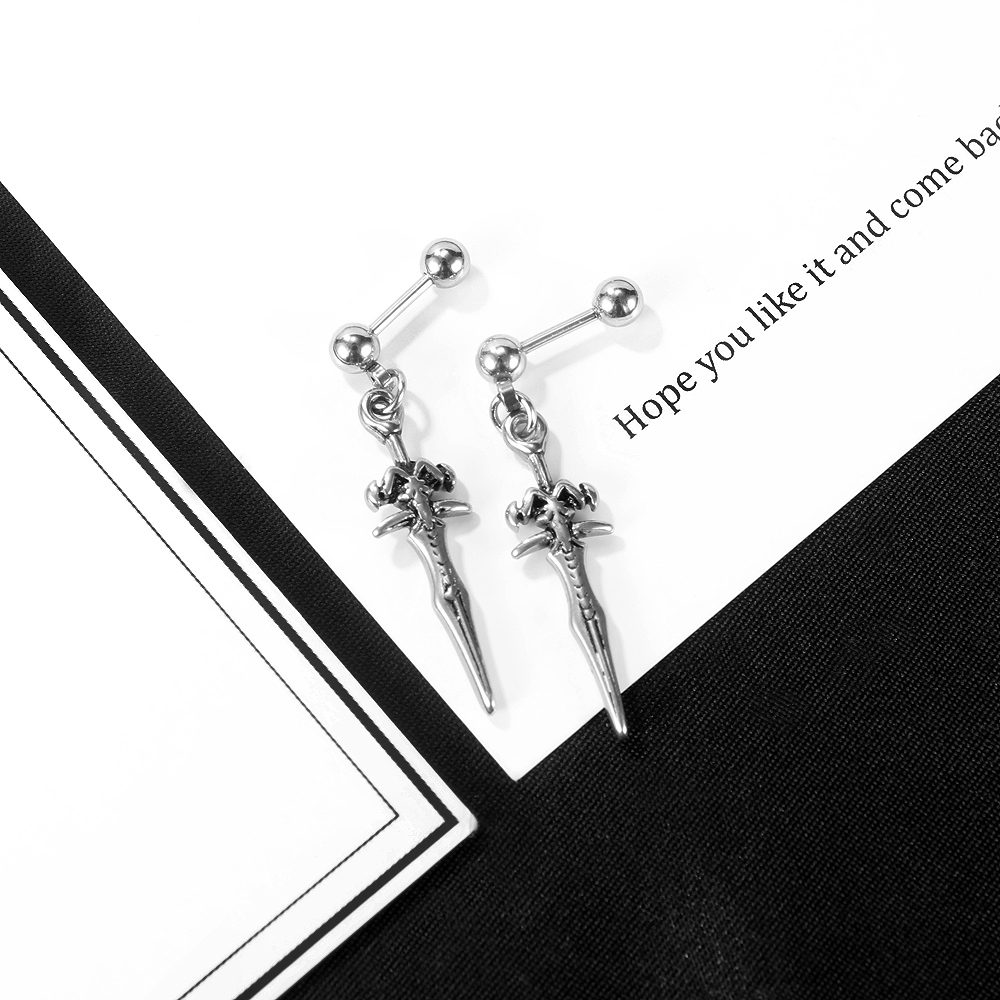 Warrior Sword Silver Color Earrings