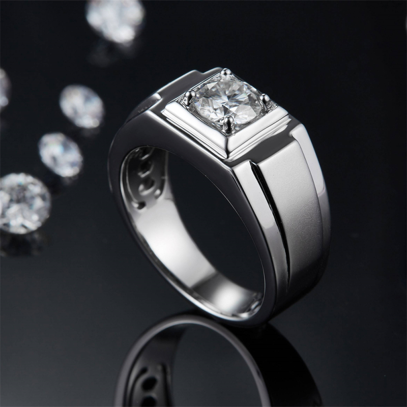 Moissanite And Diamond Ring