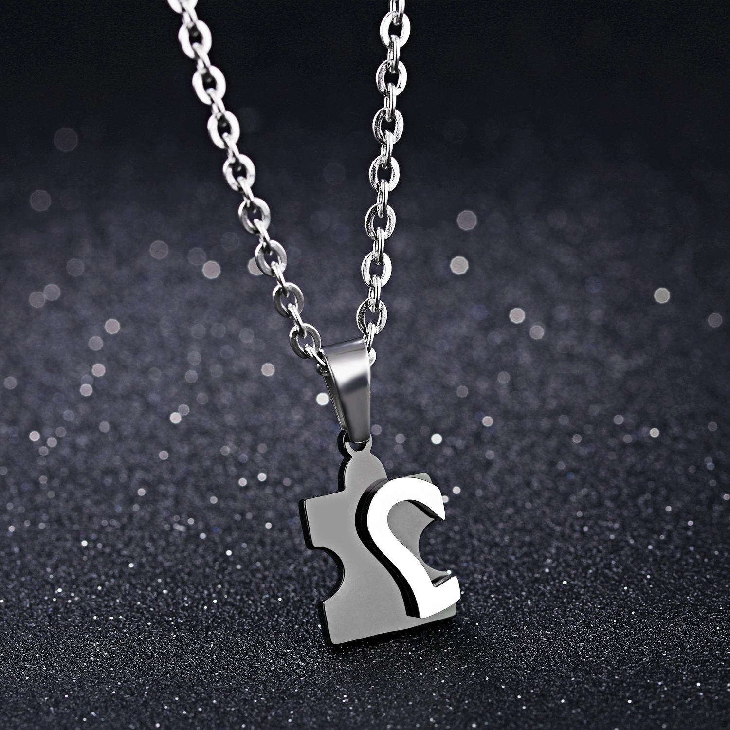 Stainless Steel Puzzle Piece Necklace