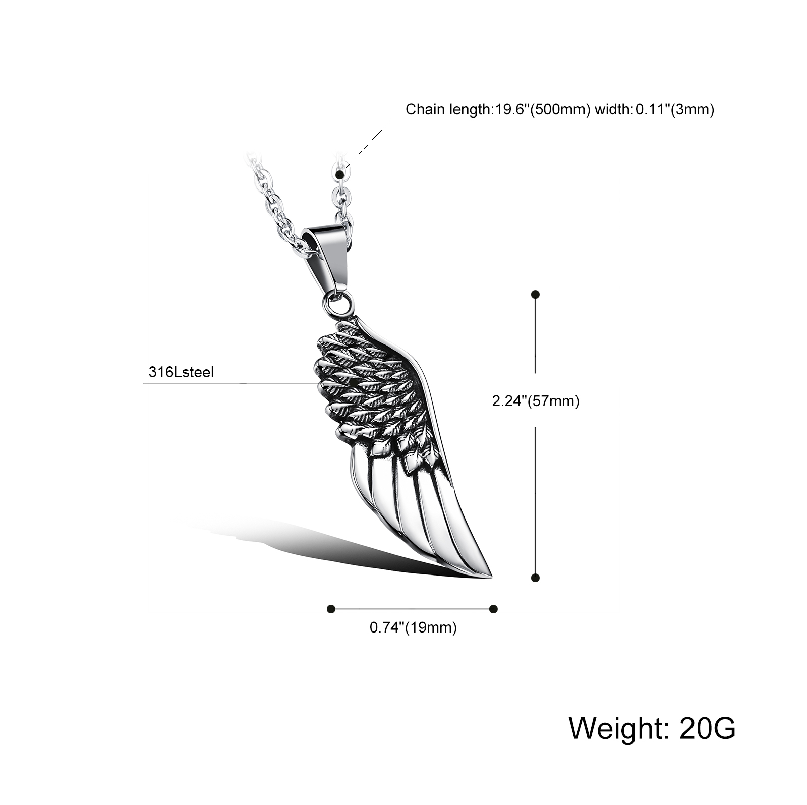 Stainless Steel Feather Pendant