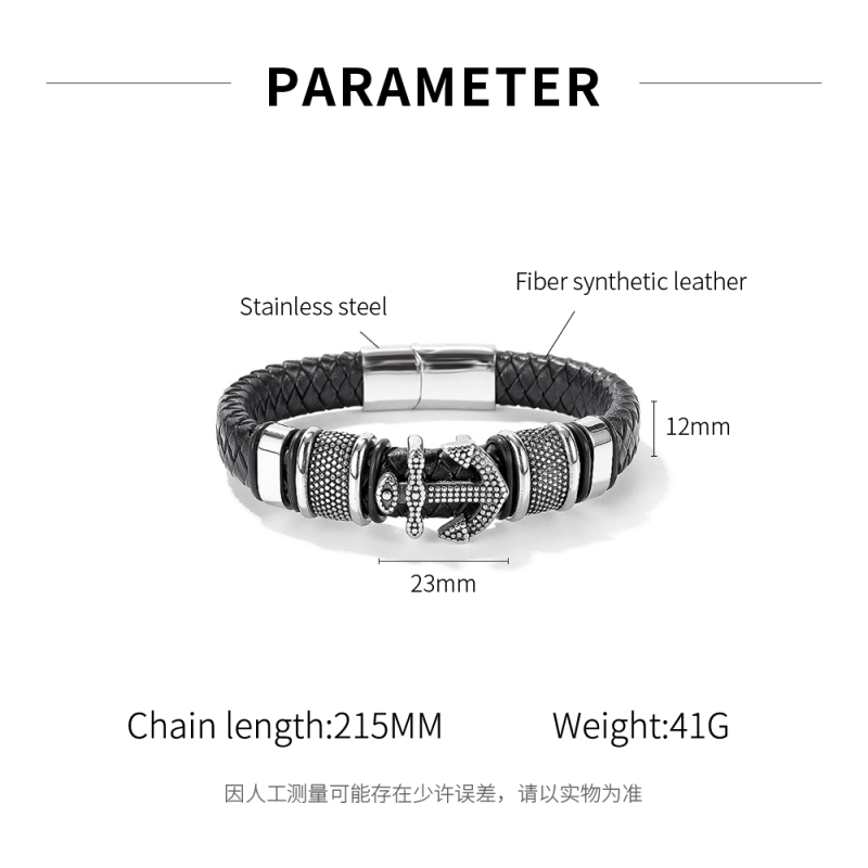 Stainless Steel Leather Bracelet