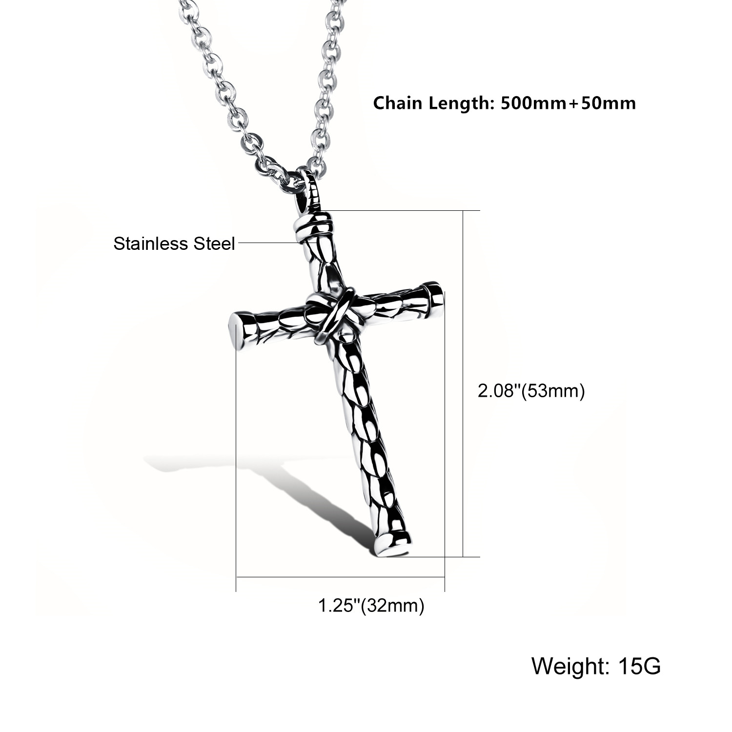 Stainless Steel Cross Pendant Necklace