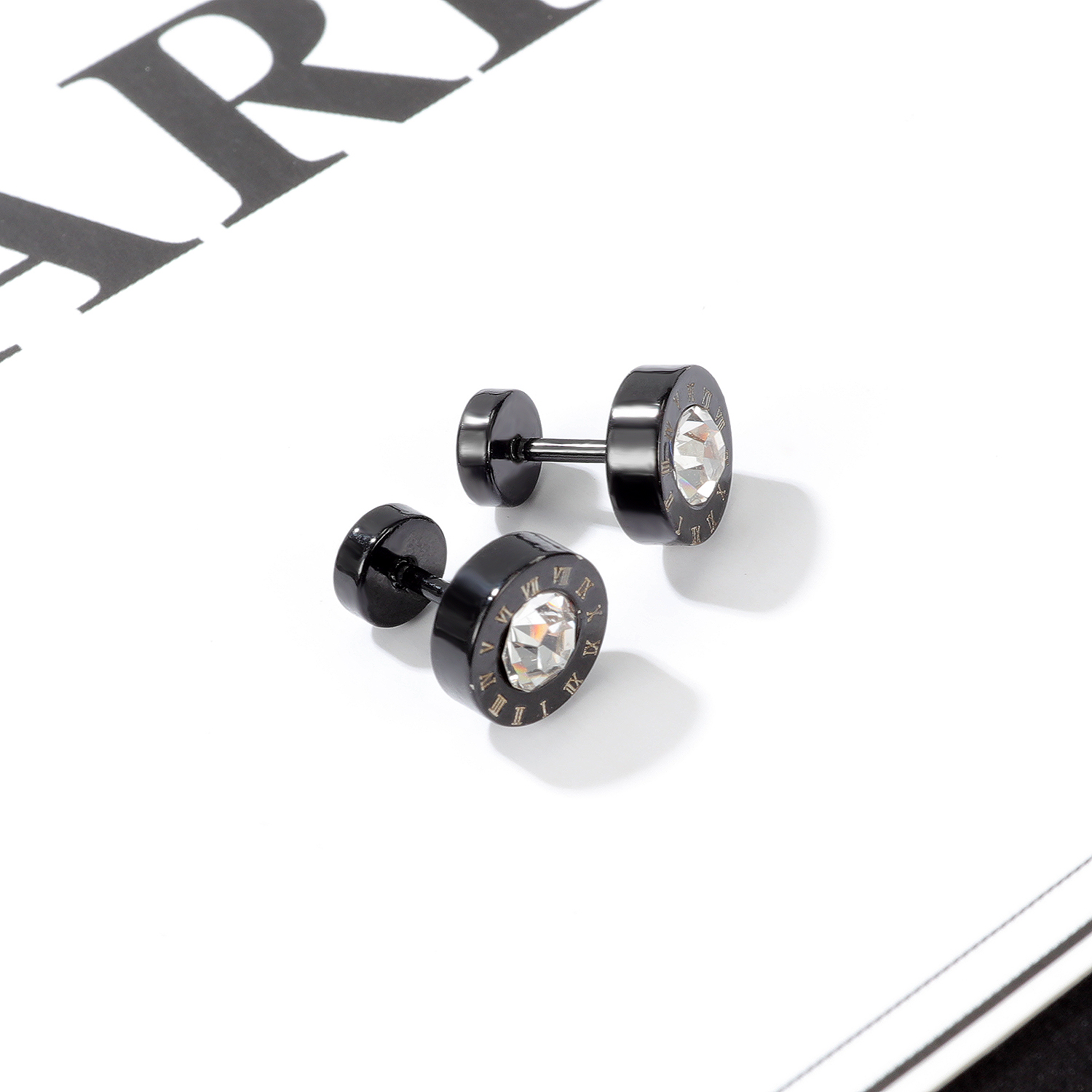 Fashion Diamond Black Stud Earrings