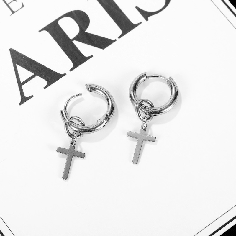 Cross Black Sliver Drop Earrings Fashion Jewelry