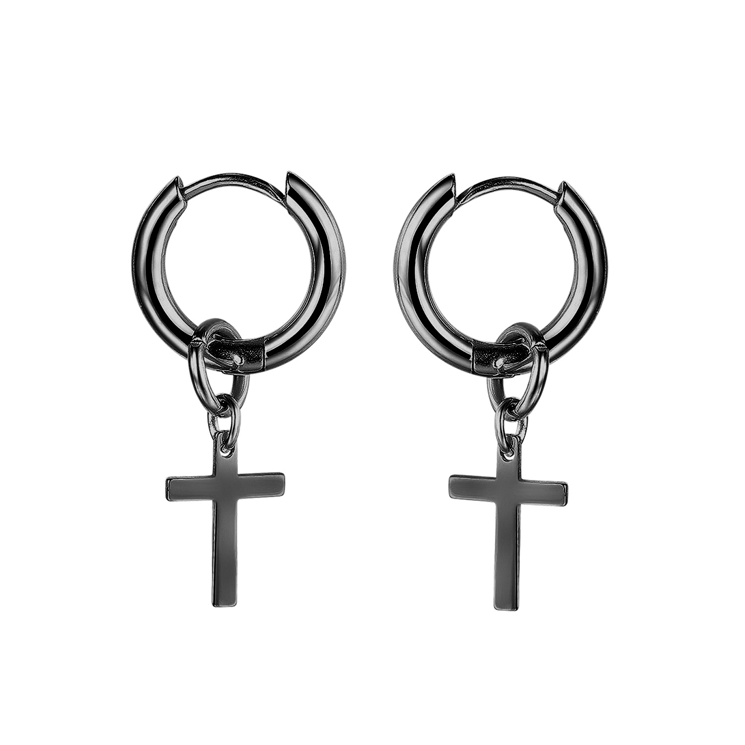 Cross Black Sliver Drop Earrings Fashion Jewelry