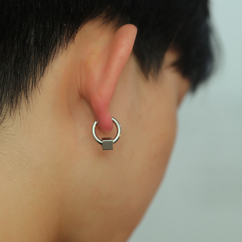 Silver Color Cube Earrings