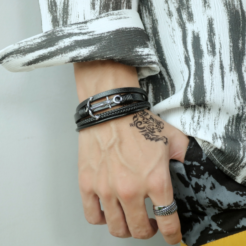 Leather Steel Bracelet